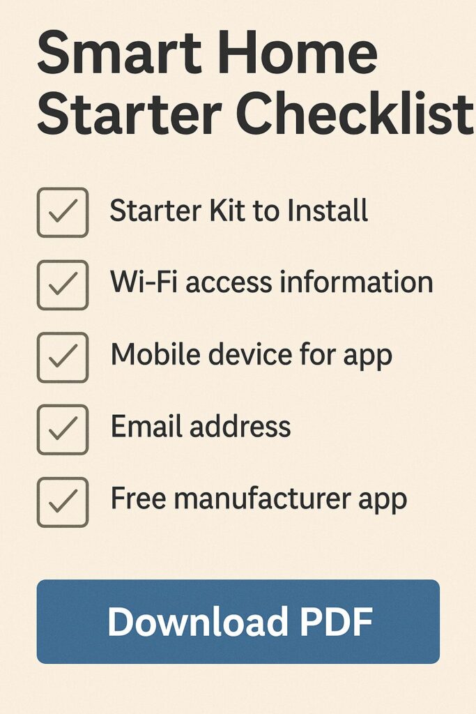 Downloadable checklist for smart home starter kits