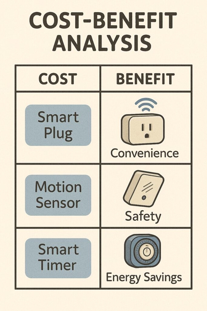 Chart comparing cost and benefit of smart home hacks