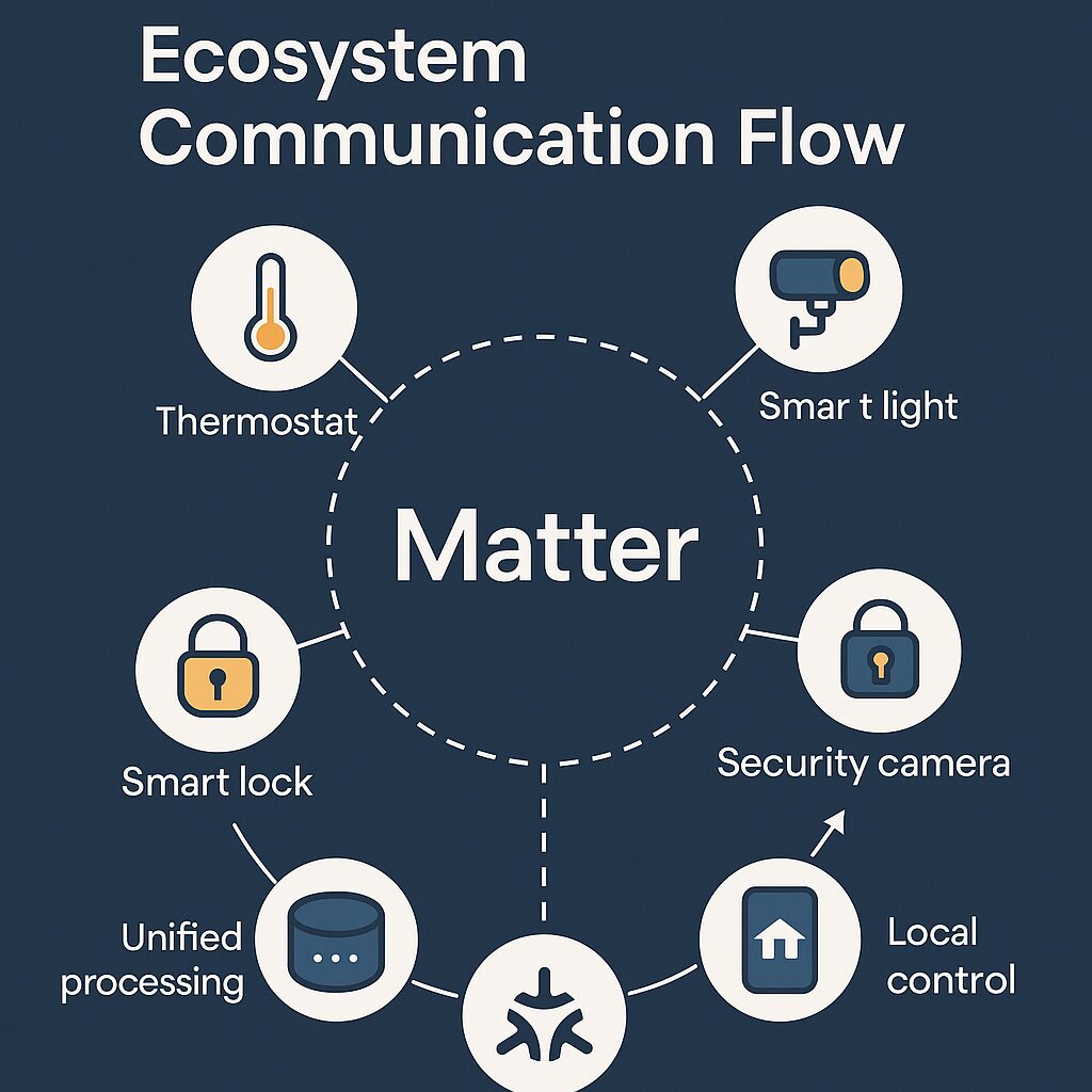 Diagram of Matter protocol for smart home device interoperability
