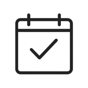 Calendar with checkmark icon, representing schedule adherence